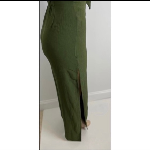 COPY - Two Piece High Slit Pants and Long Sleeve Off Shoulder Tie Front Crop T… - Picture 7 of 14